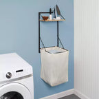 Étagère de buanderie avec panier à linge Honey-Can-Do chêne clair