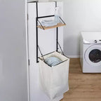 Étagère de buanderie avec panier à linge Honey-Can-Do chêne clair