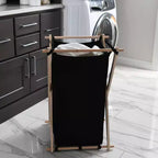 Panier à linge pliant en bois en forme de X Household Essentials Noir : Tri de linge pliable avec doublure, capacité de 139,72 L