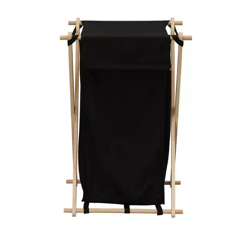 Panier à linge pliant en bois en forme de X Household Essentials Noir : Tri de linge pliable avec doublure, capacité de 139,72 L