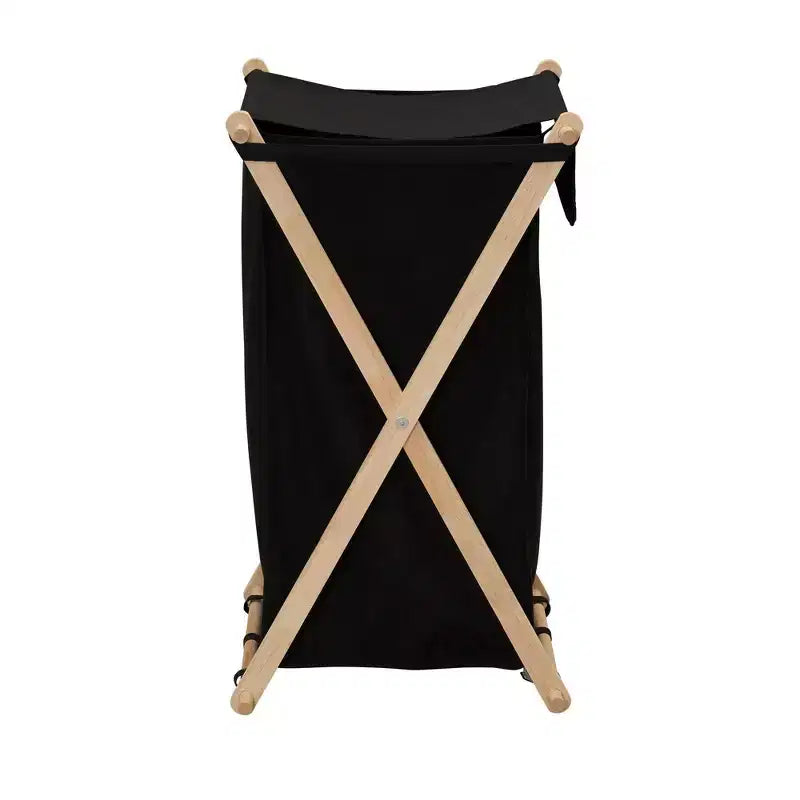 Panier à linge pliant en bois en forme de X Household Essentials Noir : Tri de linge pliable avec doublure, capacité de 139,72 L