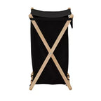 Panier à linge pliant en bois en forme de X Household Essentials Noir : Tri de linge pliable avec doublure, capacité de 139,72 L