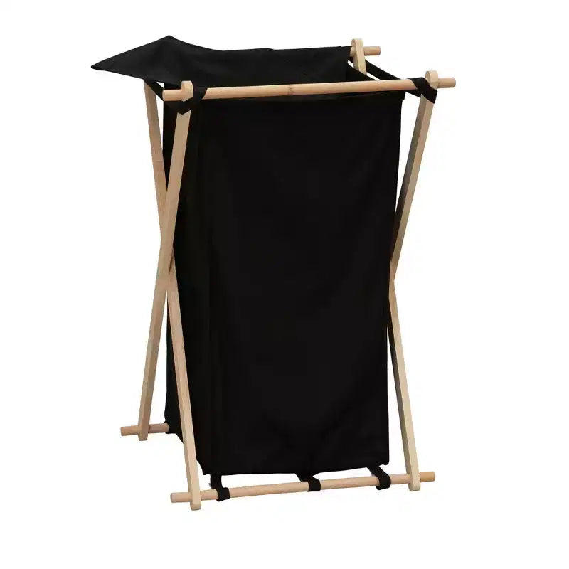 Panier à linge pliant en bois en forme de X Household Essentials Noir : Tri de linge pliable avec doublure, capacité de 139,72 L