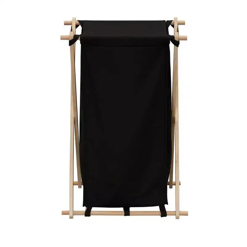 Panier à linge pliant en bois en forme de X Household Essentials Noir : Tri de linge pliable avec doublure, capacité de 139,72 L