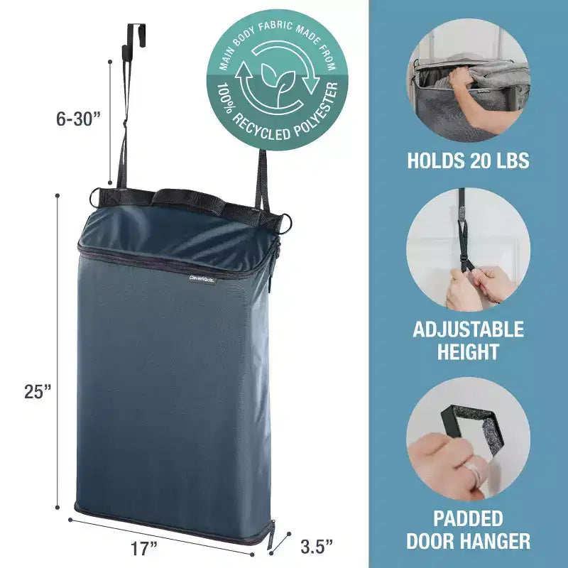 Panier à linge convertible CleverMade 1 compartiment bleu océan/gris anthracite