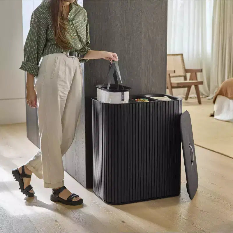 Panier à linge Joseph Joseph Tota Trio Luxe 90L en bambou - Noir Carbone