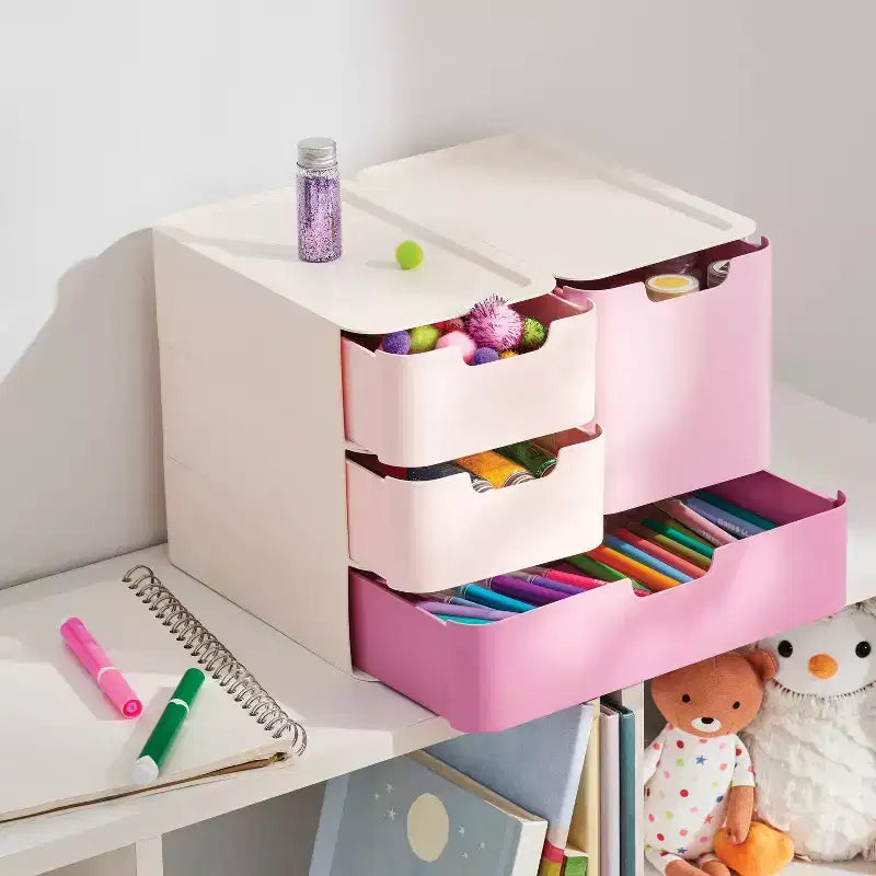 Ensemble de tiroirs de rangement modulaires roses - Brightroom™