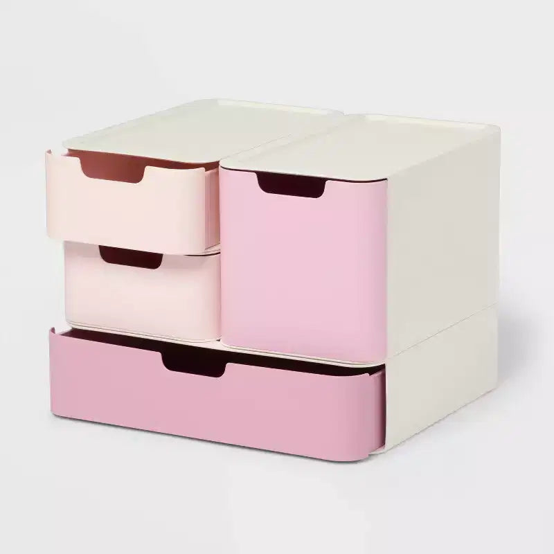 Ensemble de tiroirs de rangement modulaires roses - Brightroom™