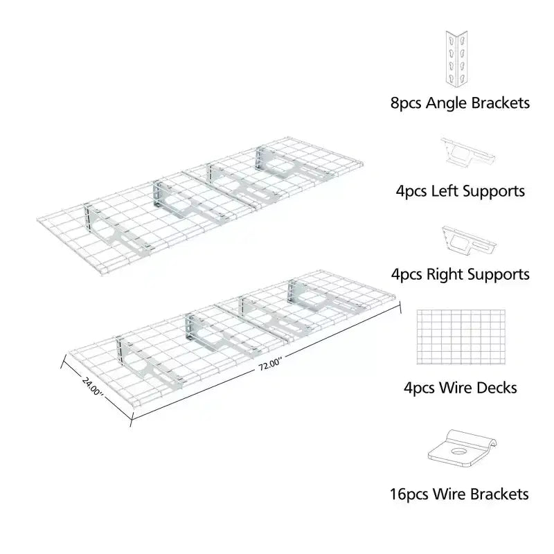 Étagère murale de rangement de garage Atlas 2, 60 x 180 cm, 360 kg, blanche