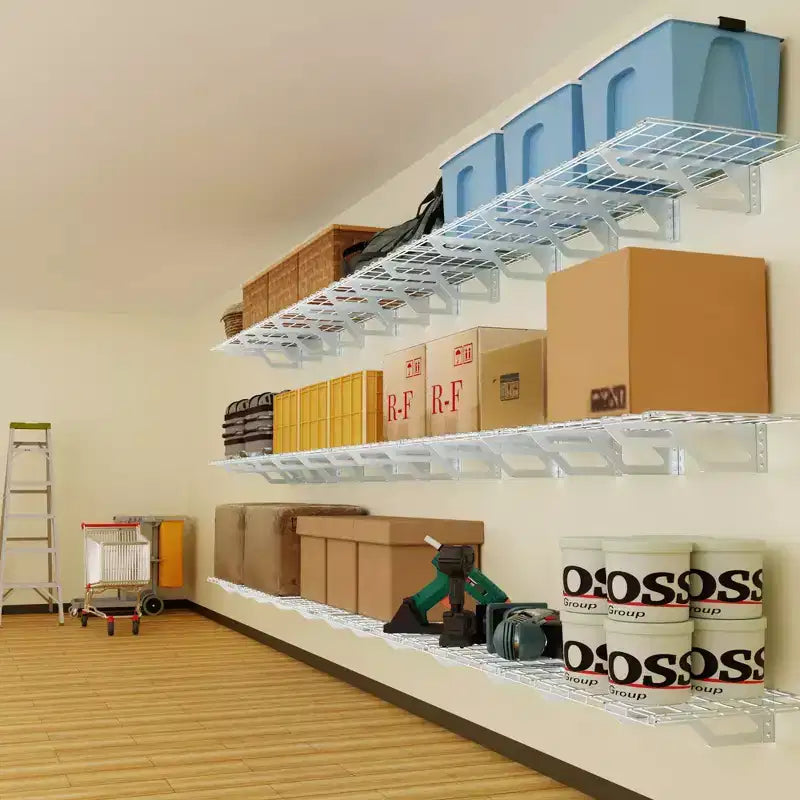 Étagère murale de rangement de garage Atlas 2, 60 x 180 cm, 360 kg, blanche