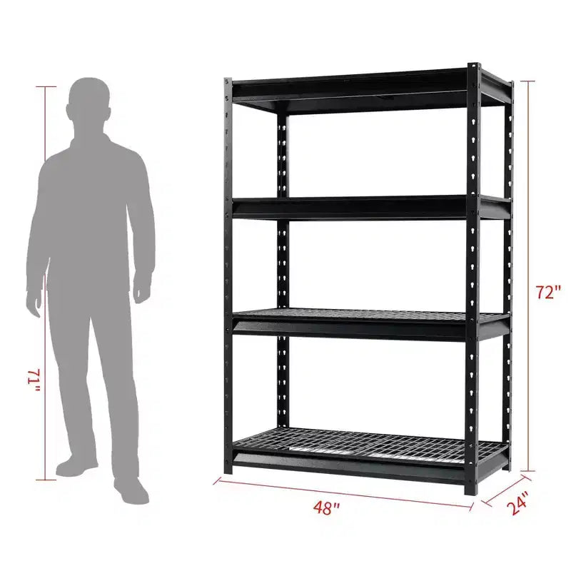 Étagère Atlas à 4 niveaux 122cmx61cmx183cm Unité de rangement de garage robuste Charge 5443kg Fini martelé