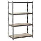 Muscle Rack – Étagère de garage en acier sans boulons, 4 niveaux, 76,2 cm (l) x 45,7 cm (P) x 152,4 cm (H), argent