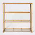 4 Tier Shoe Rack Brass with Walnut Wood - Brightroom™