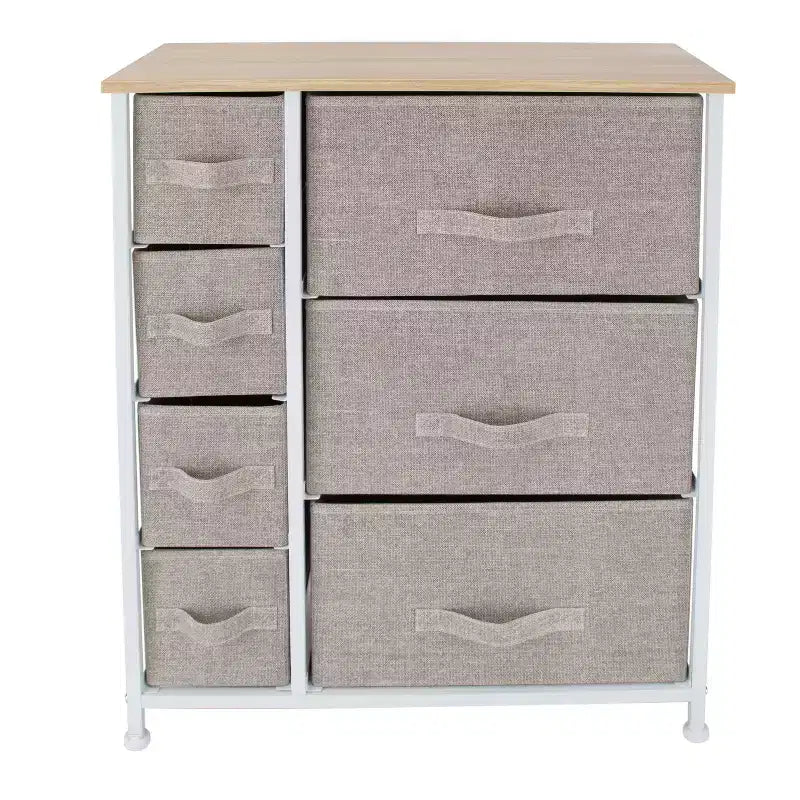 Simplify 7 Drawer Storage Chest Natural: Polypropylene & Steel Utility Storage, Plastic Drawers, Universal & Clothing Use