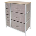 Simplify 7 Tiroirs Rangement Commode Naturel : Rangement utilitaire en polypropylène et acier, tiroirs en plastique, utilisation universelle et vestimentaire