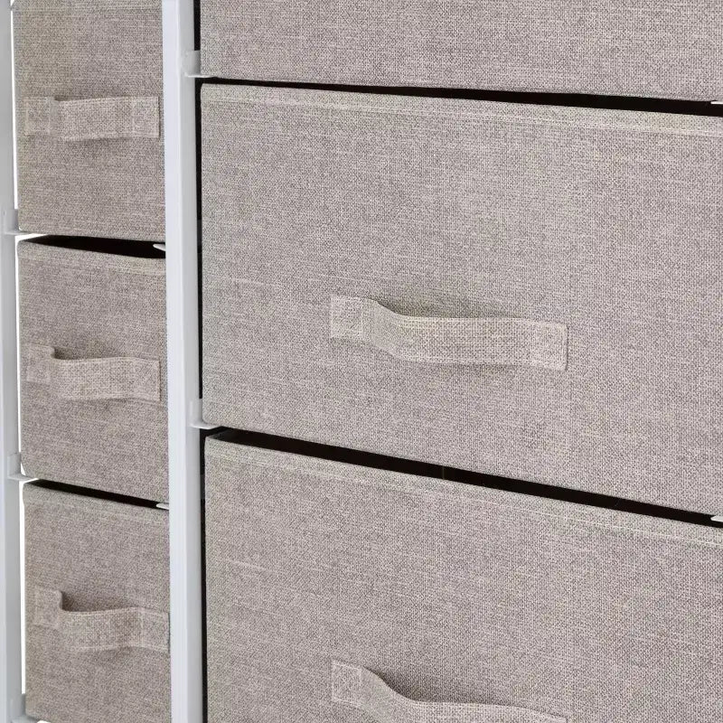 Simplify 7 Tiroirs Rangement Commode Naturel : Rangement utilitaire en polypropylène et acier, tiroirs en plastique, utilisation universelle et vestimentaire