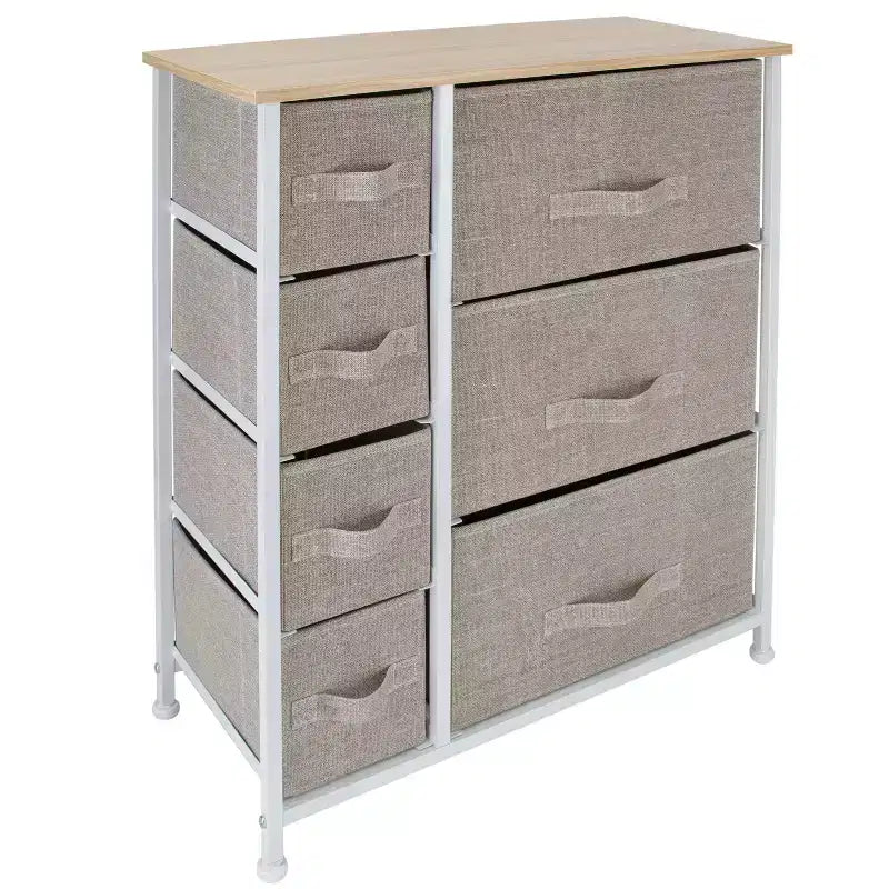 Simplify 7 Tiroirs Rangement Commode Naturel : Rangement utilitaire en polypropylène et acier, tiroirs en plastique, utilisation universelle et vestimentaire