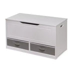 Badger Basket Banc et boîte de rangement pour jouets deux en un avec deux paniers, blanc
