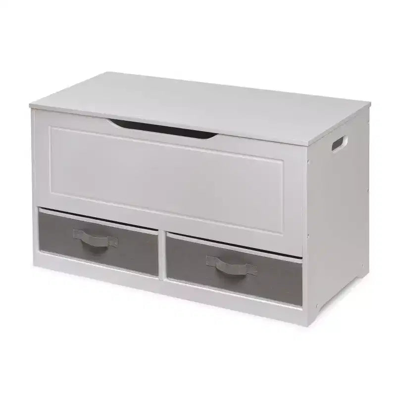 Badger Basket Banc et boîte de rangement pour jouets deux en un avec deux paniers, blanc