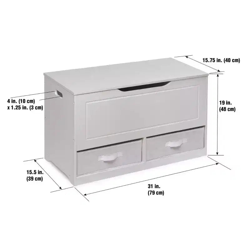 Badger Basket Banc et boîte de rangement pour jouets deux en un avec deux paniers, blanc