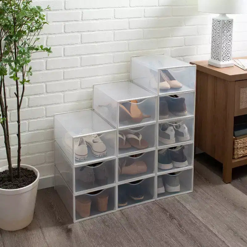 Simplifiez l'ensemble de 12 boîtes à chaussures à ouverture frontale blanches