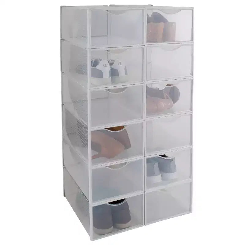 Simplifiez l'ensemble de 12 boîtes à chaussures à ouverture frontale blanches
