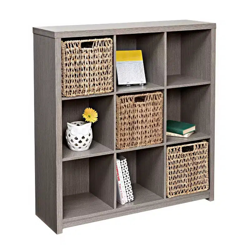 Honey-Can-Do Étagère en Stratifié Premium 9 Cubes : Rangement Cubes MDF Gris, 9 Compartiments, Étagère Décorative, Capacité 61 kg