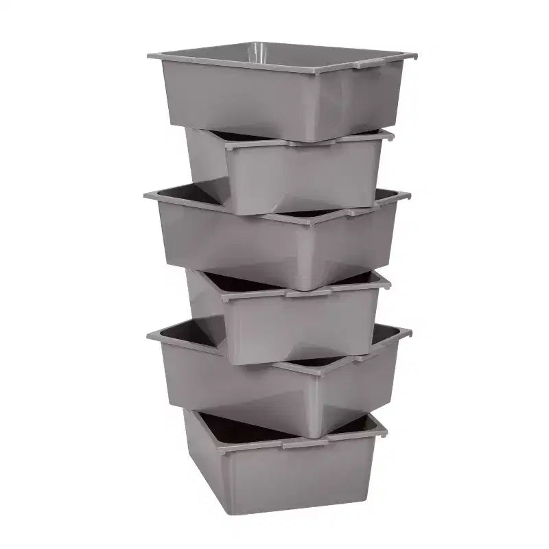 Honey-Can-Do Chariot roulant à 6 bacs : Rangement utilitaire en acier, Résistant à la décoloration, Autoportant au sol, 86 cm de hauteur, 61 cm de profondeur, Gris