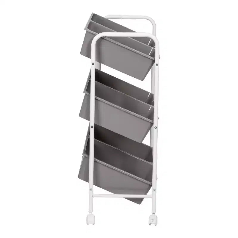 Honey-Can-Do Chariot roulant à 6 bacs : Rangement utilitaire en acier, Résistant à la décoloration, Autoportant au sol, 86 cm de hauteur, 61 cm de profondeur, Gris