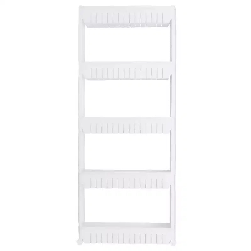 Simplifiez votre quotidien avec le chariot de rangement roulant fin à 5 niveaux avec roues blanc Kennedy International : chariot de rangement utilitaire fin, en polypropylène