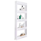 Simplifiez votre quotidien avec le chariot de rangement roulant fin à 5 niveaux avec roues blanc Kennedy International : chariot de rangement utilitaire fin, en polypropylène