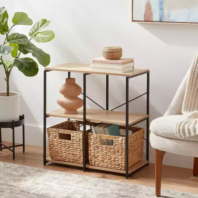 Étagères de rangement 4 cubes de 28 cm - Brightroom™ : Meuble de rangement modulaire, Anti-basculement, Stratifié papier, Acier thermolaqué