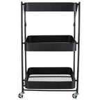 Chariot de rangement utilitaire en métal pliable à 3 niveaux Organize It All avec roues verrouillables noir