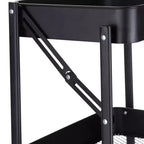 Chariot de rangement utilitaire en métal pliable à 3 niveaux Organize It All avec roues verrouillables noir