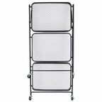 Chariot de rangement utilitaire en métal pliable à 3 niveaux Organize It All avec roues verrouillables noir