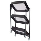 Chariot de rangement utilitaire en métal pliable à 3 niveaux Organize It All avec roues verrouillables noir