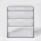 Organiseur de Comptoir Empilable à 4 Tiroirs Transparent - Brightroom™ : Organiseur de Salle de Bain et Maquillage, Matériau PET, 20,37 cm de Hauteur