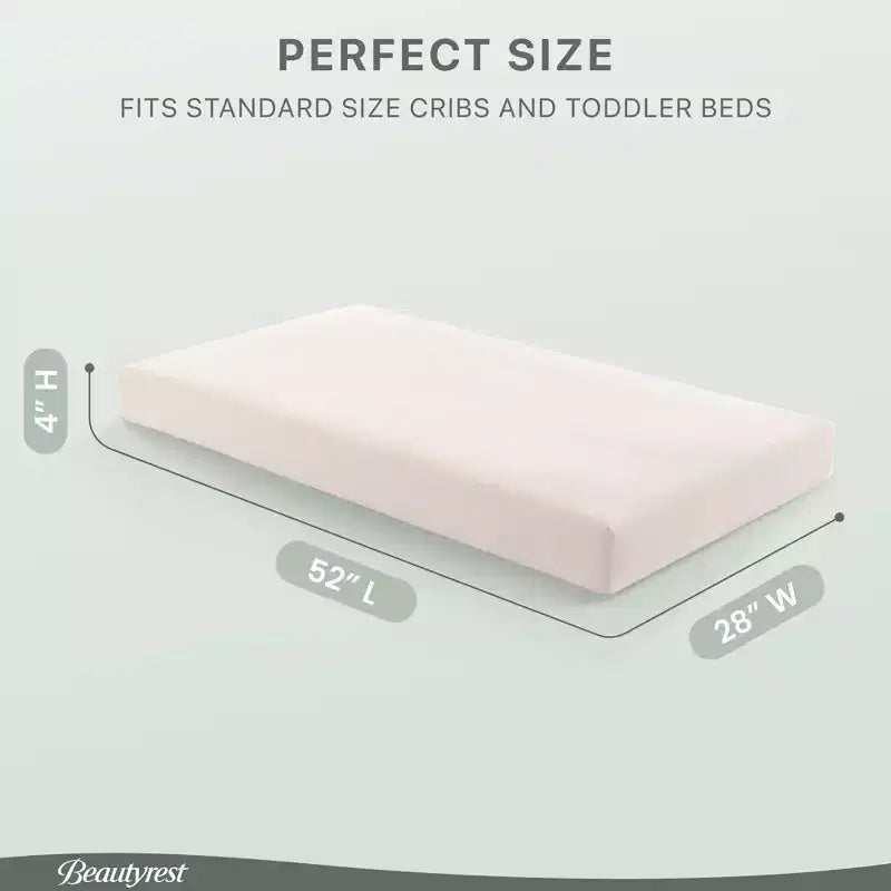 Matelas hybride certifié biologique PureEarth de Beautyrest pour lit de bébé et tout-petit de 10 cm : Ferme, mousse de latex, respirant