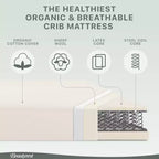 Matelas hybride certifié biologique PureEarth de Beautyrest pour lit de bébé et tout-petit de 10 cm : Ferme, mousse de latex, respirant