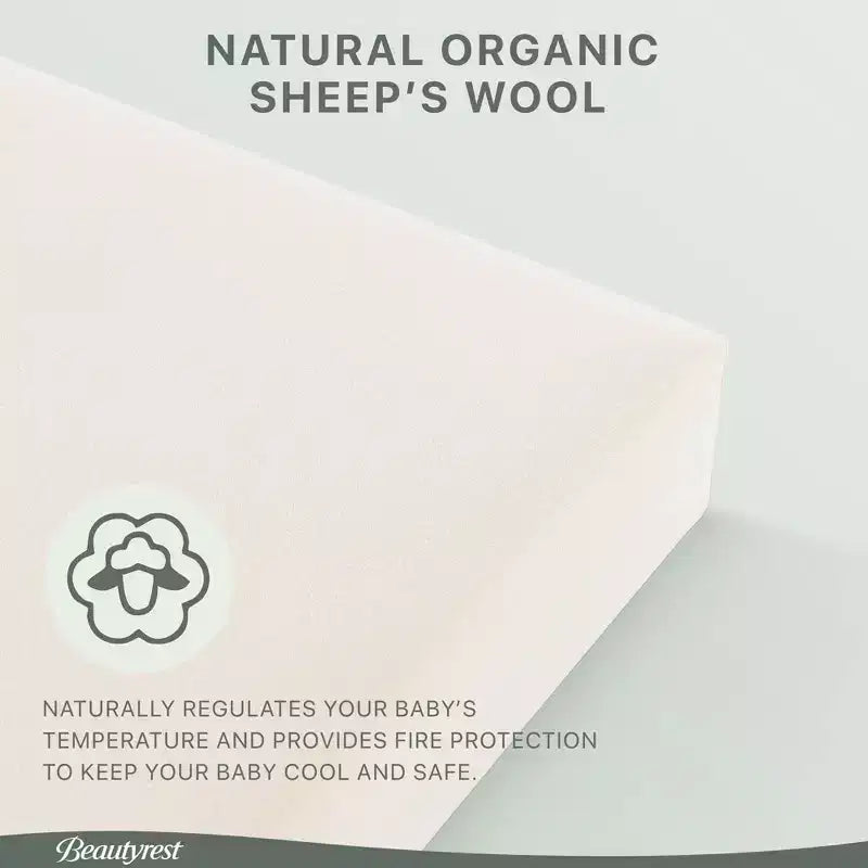 Matelas hybride certifié biologique PureEarth de Beautyrest pour lit de bébé et tout-petit de 10 cm : Ferme, mousse de latex, respirant