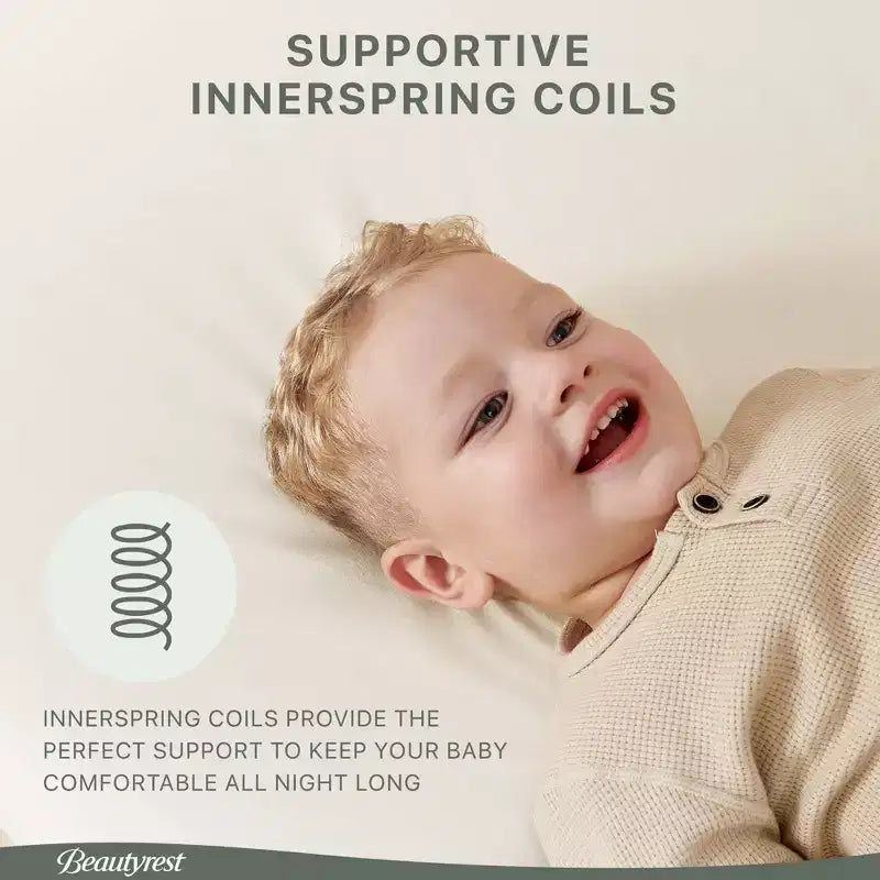 Matelas hybride certifié biologique PureEarth de Beautyrest pour lit de bébé et tout-petit de 10 cm : Ferme, mousse de latex, respirant