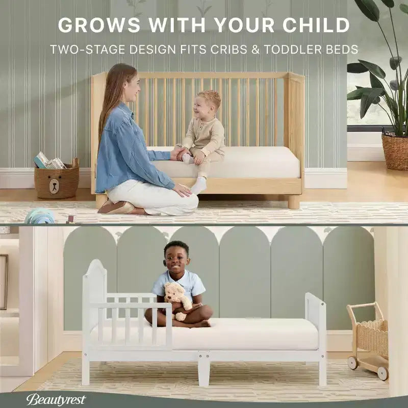 Matelas hybride certifié biologique PureEarth de Beautyrest pour lit de bébé et tout-petit de 10 cm : Ferme, mousse de latex, respirant