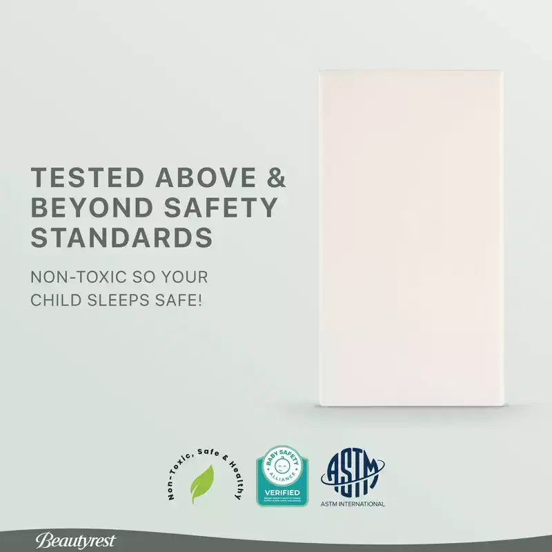 Matelas hybride certifié biologique PureEarth de Beautyrest pour lit de bébé et tout-petit de 10 cm : Ferme, mousse de latex, respirant