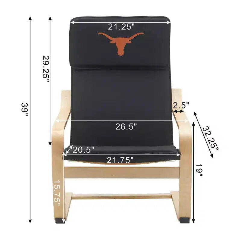 Chaise d'appoint en bois courbé NCAA de l'Université du Texas