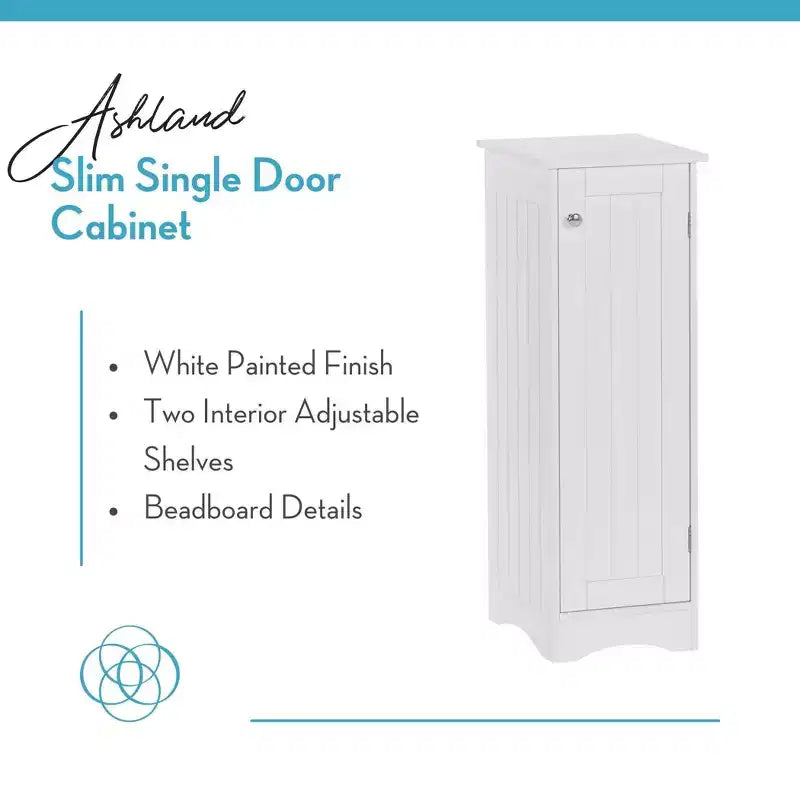 Armoire de rangement étroite à une porte RiverRidge Ashland pour salle de bain et buanderie avec étagères réglables - Blanche
