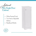 Armoire de rangement étroite à une porte RiverRidge Ashland pour salle de bain et buanderie avec étagères réglables - Blanche