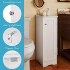 Armoire de rangement étroite à une porte RiverRidge Ashland pour salle de bain et buanderie avec étagères réglables - Blanche