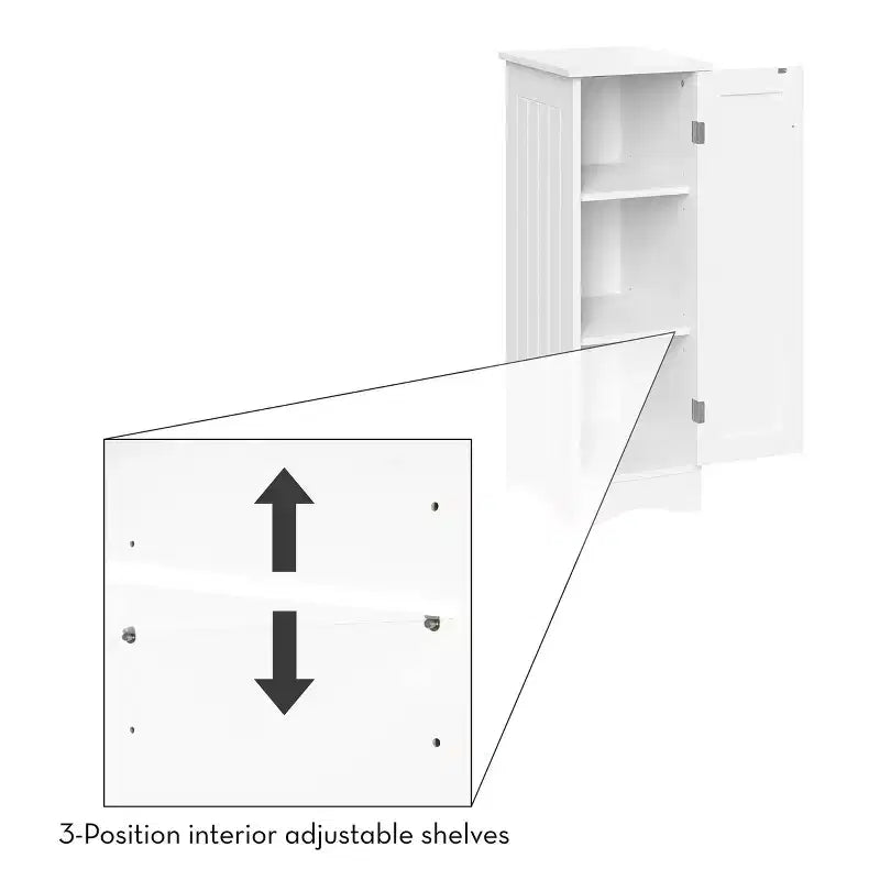 Armoire de rangement étroite à une porte RiverRidge Ashland pour salle de bain et buanderie avec étagères réglables - Blanche