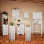 Armoire de rangement étroite à une porte RiverRidge Ashland pour salle de bain et buanderie avec étagères réglables - Blanche