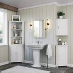 Meuble de Rangement d'Angle Mural de Salle de Bain RiverRidge Somerset avec Portes et Étagère Réglable - Blanc